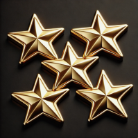 5 gold stars on a black back ground